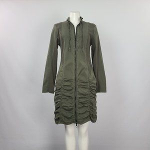 XCVI Green Cotton Ruffle Zip Up Dress Size M